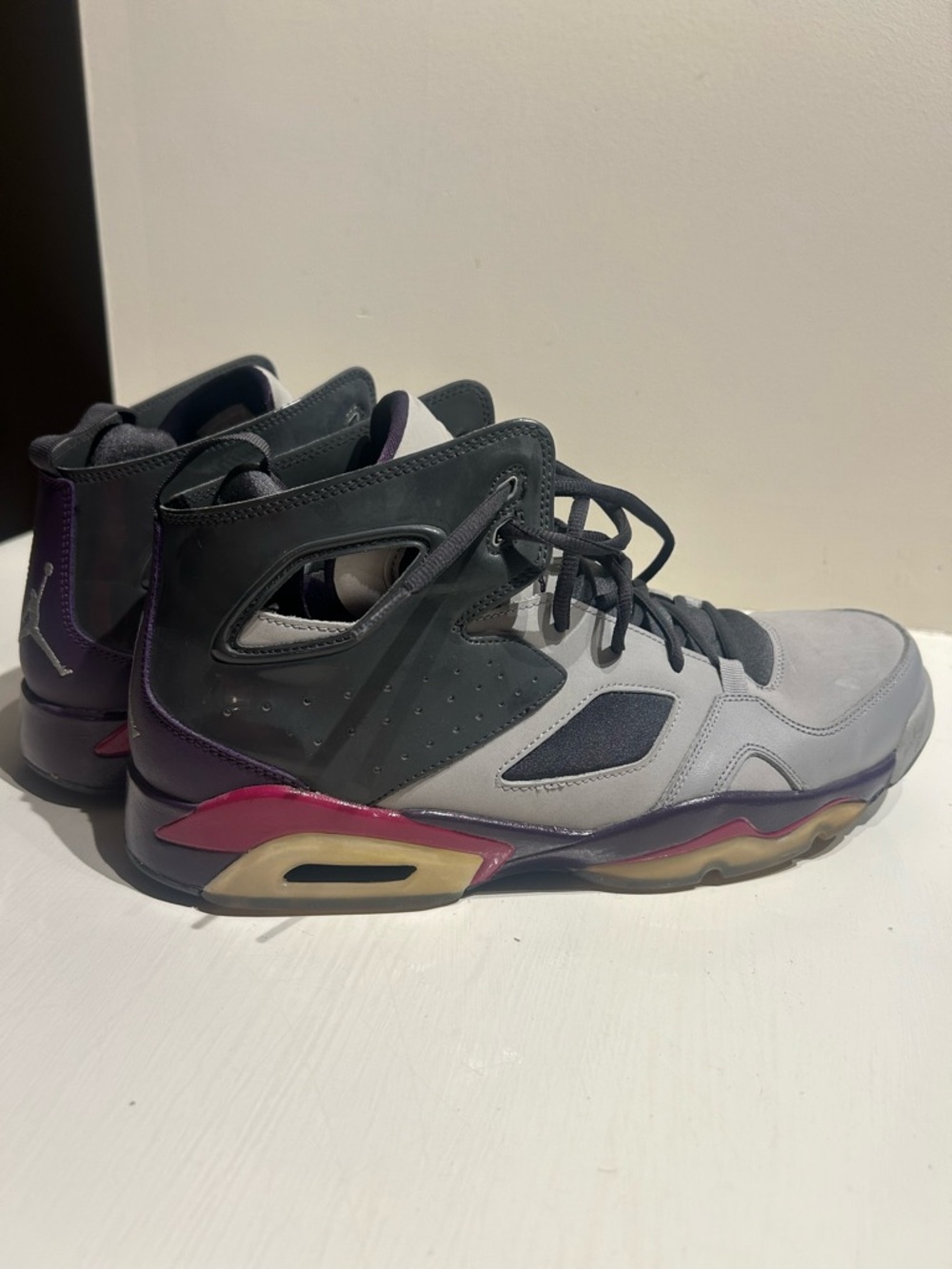 Air Jordan Flight Club 91 Sneakers - Grey  Purple & Pink Accents, Men’s Size 13
